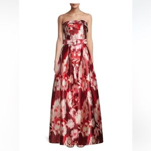 Sachin & Babi Brielle Red Floral Strapless Gown